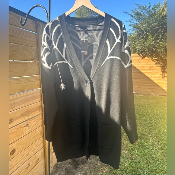 SOLD Torrid Luxe Cozy Boyfriend Cardigan Spider Web Size 2 NWT- sold out online - Picture 9 of 9